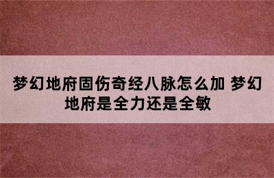 梦幻地府固伤奇经八脉怎么加 梦幻地府是全力还是全敏